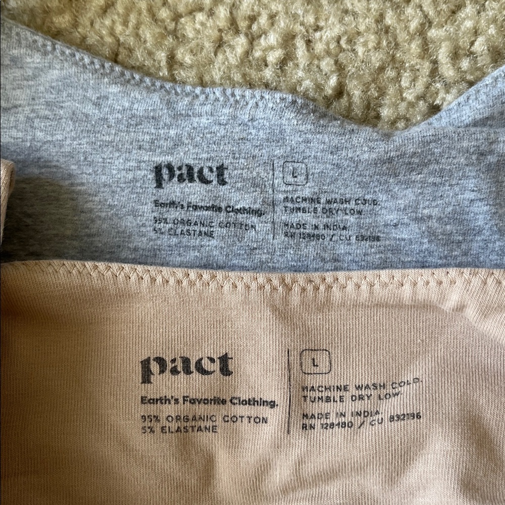 Pact Women's Seamless Bralette Organic Cotton Set Size Large Gray and Tan - Picture 4 of 12